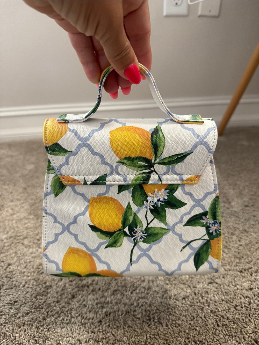 Lemon Print Top-Handle girls bag - White and Yellow - Picture 3 of 6
